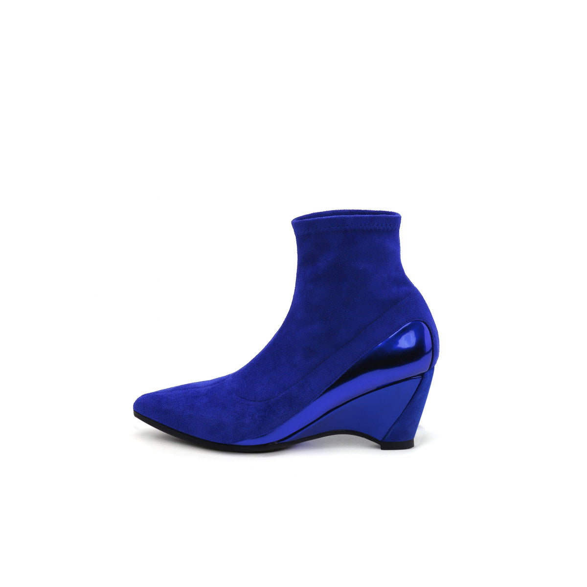 pointed suede ankle booties all blue 1