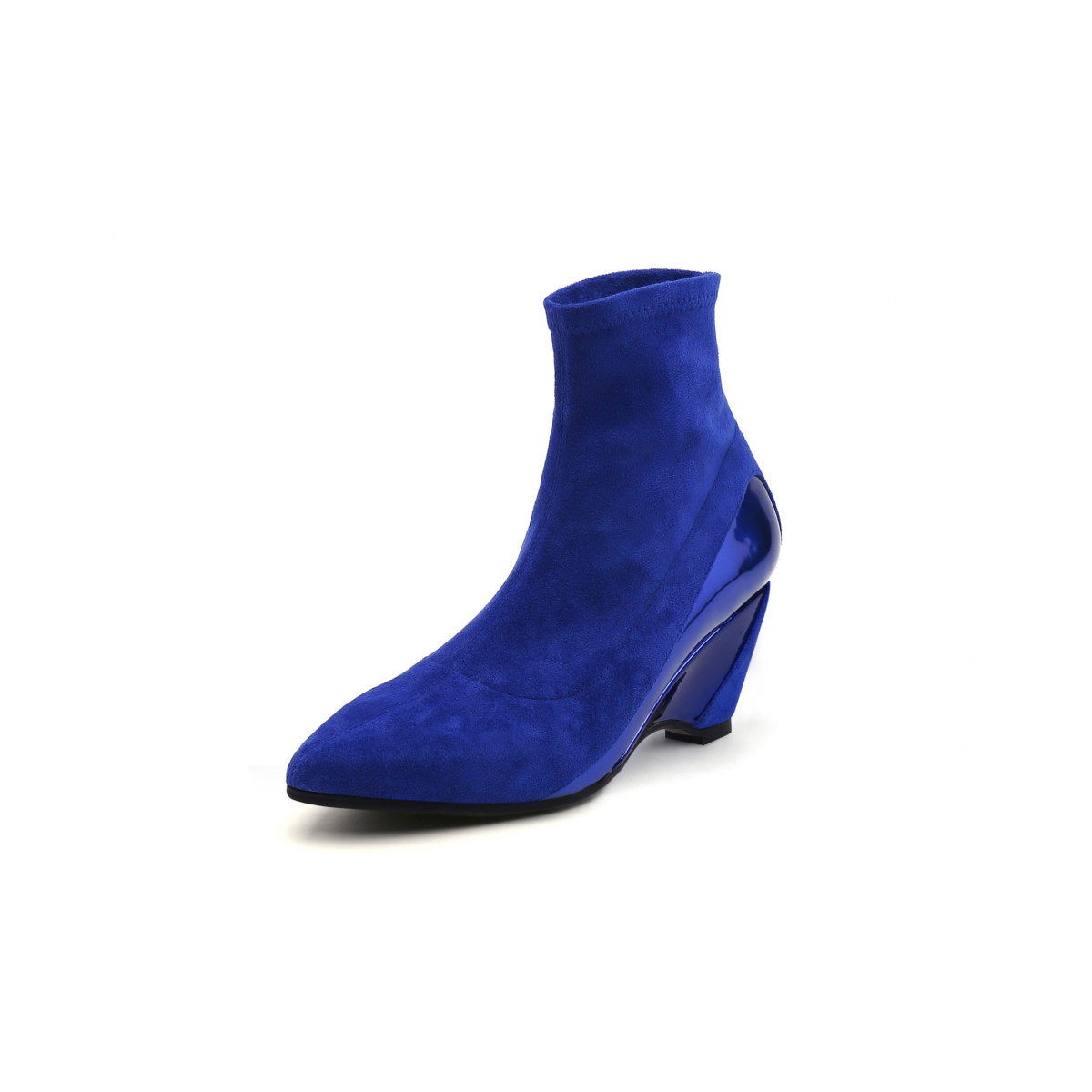 pointed suede ankle booties all blue 2