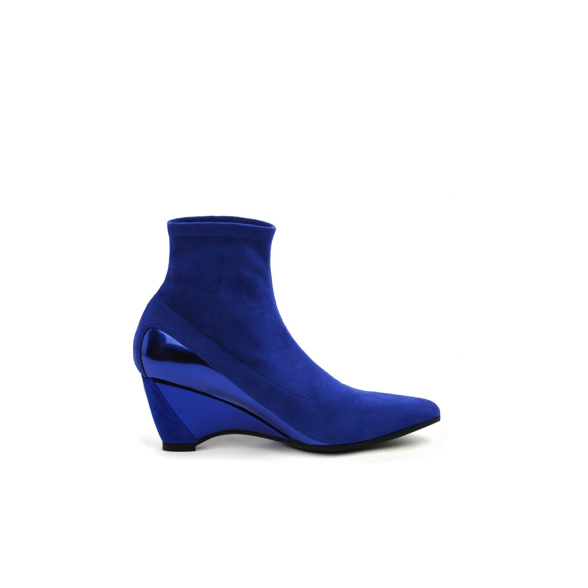 pointed suede ankle booties all blue 3
