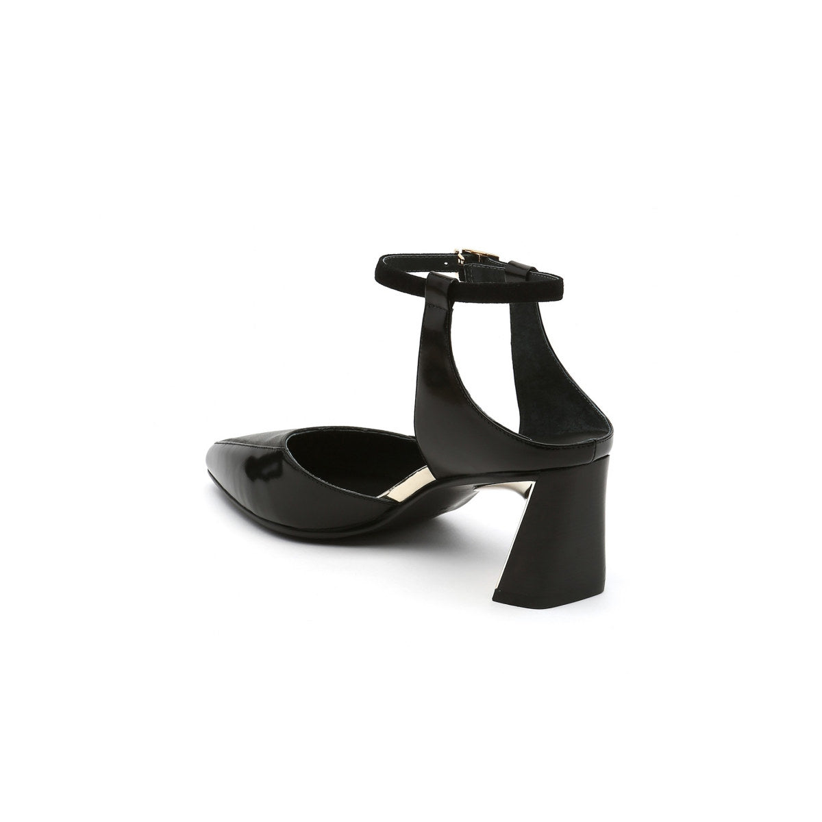 pointed toe ankle strap dorsay heels all black 3