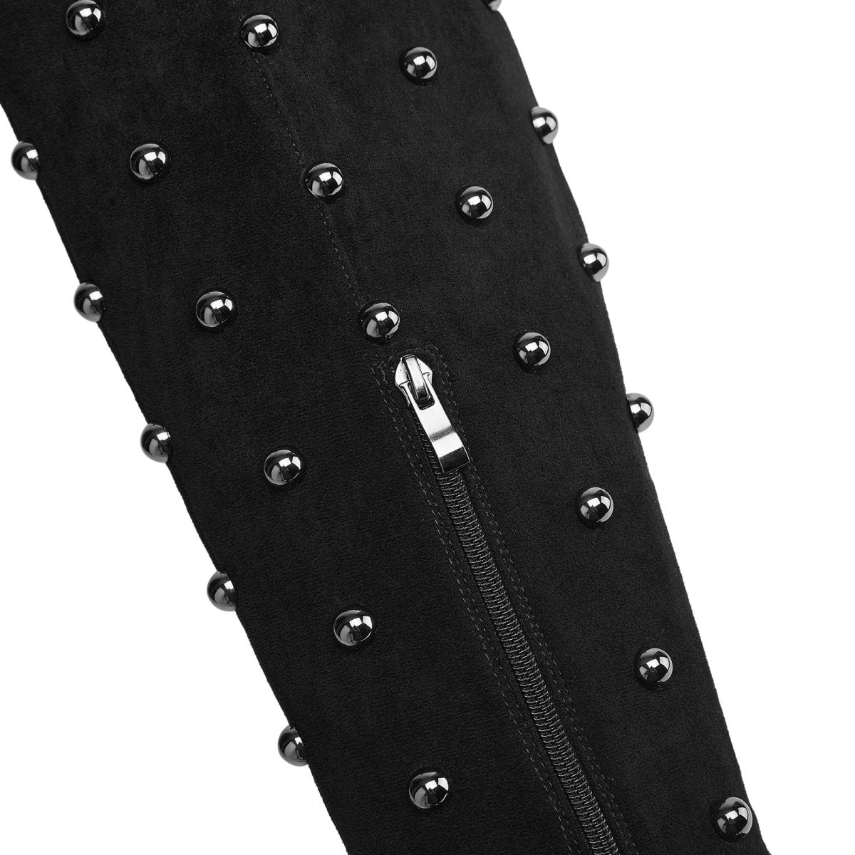 Pointed Toe Bead Rivet Knee High Boots - 0cm