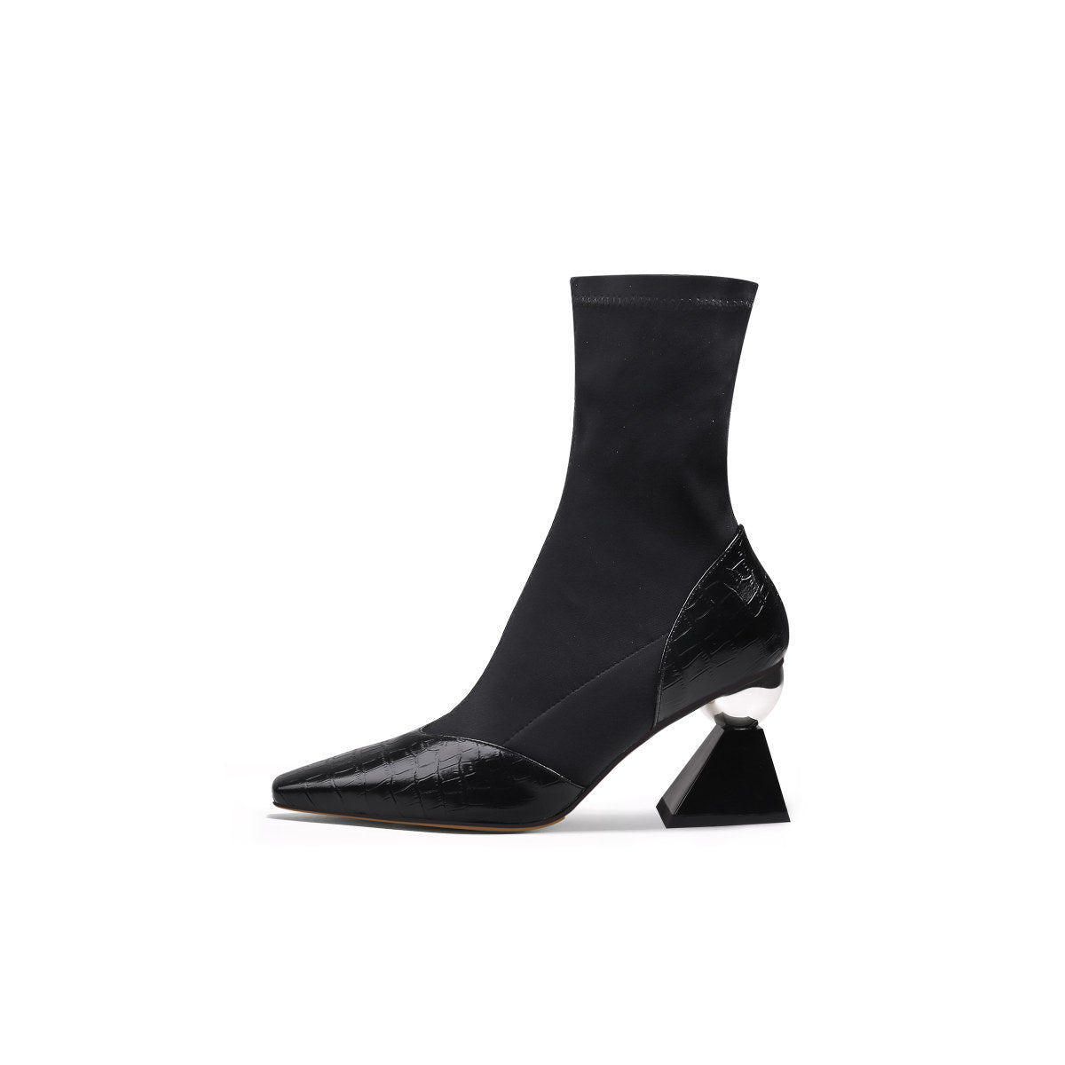 pointed toe glam ankle boots all black 1