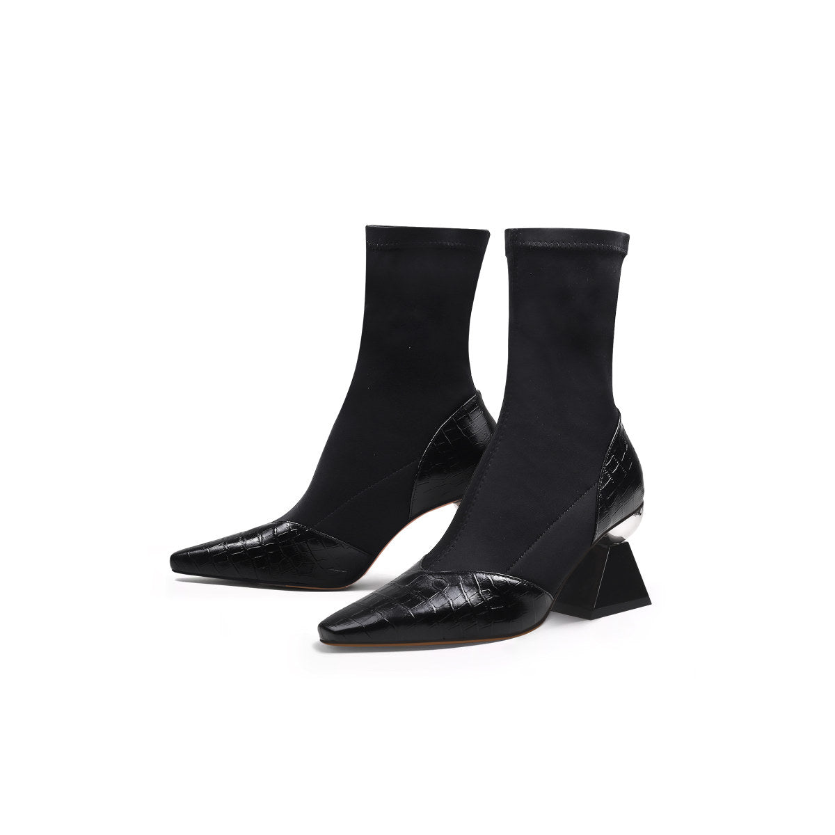 pointed toe glam ankle boots all black 6