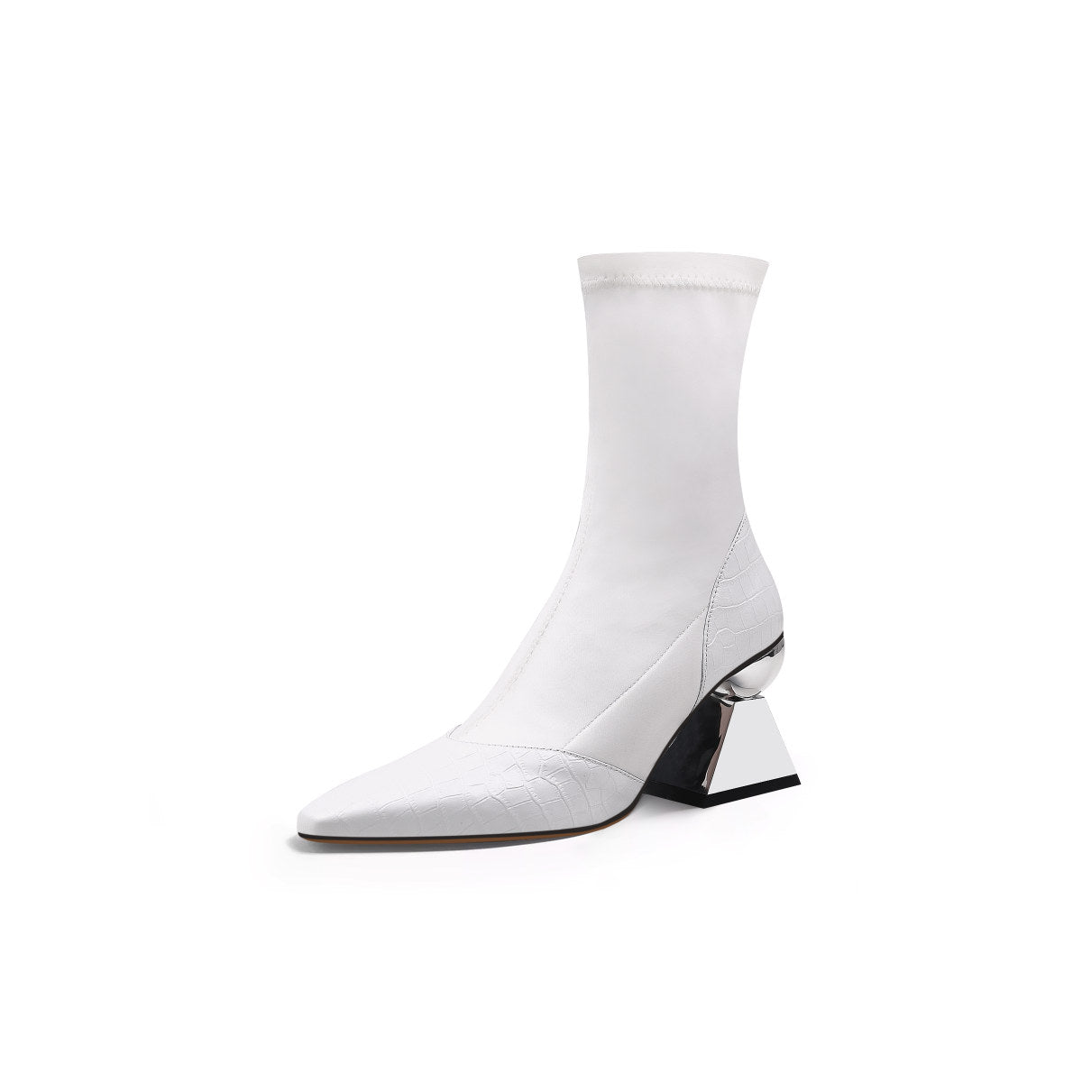 pointed toe glam ankle boots all white 2