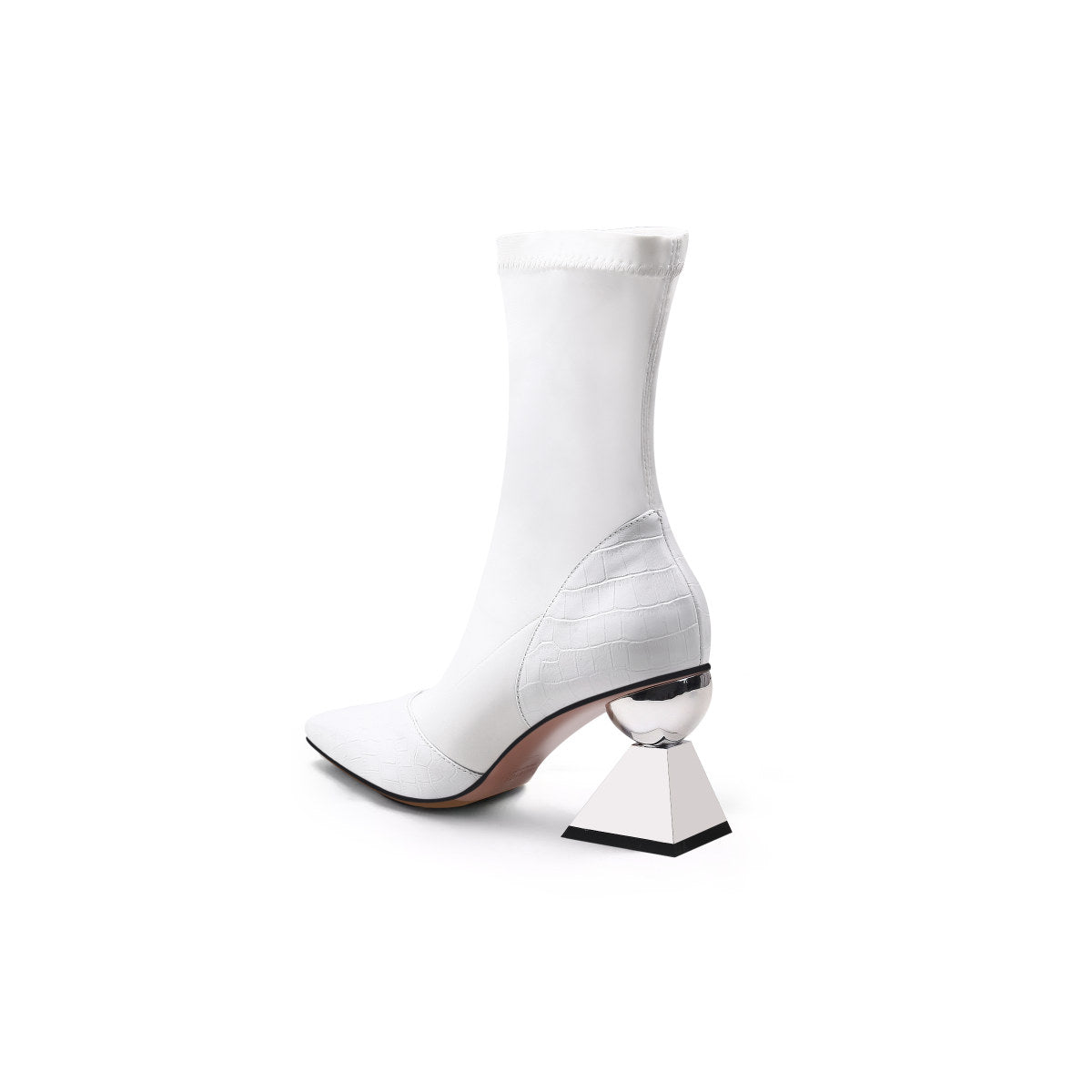 pointed toe glam ankle boots all white 4