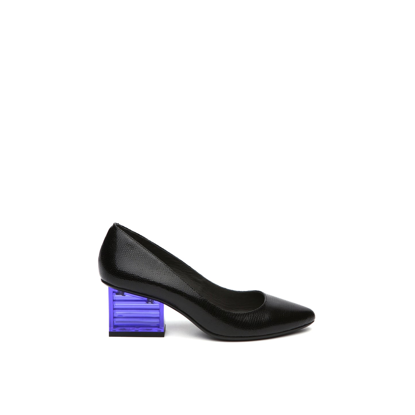 pointed toe glass block heels all black 3