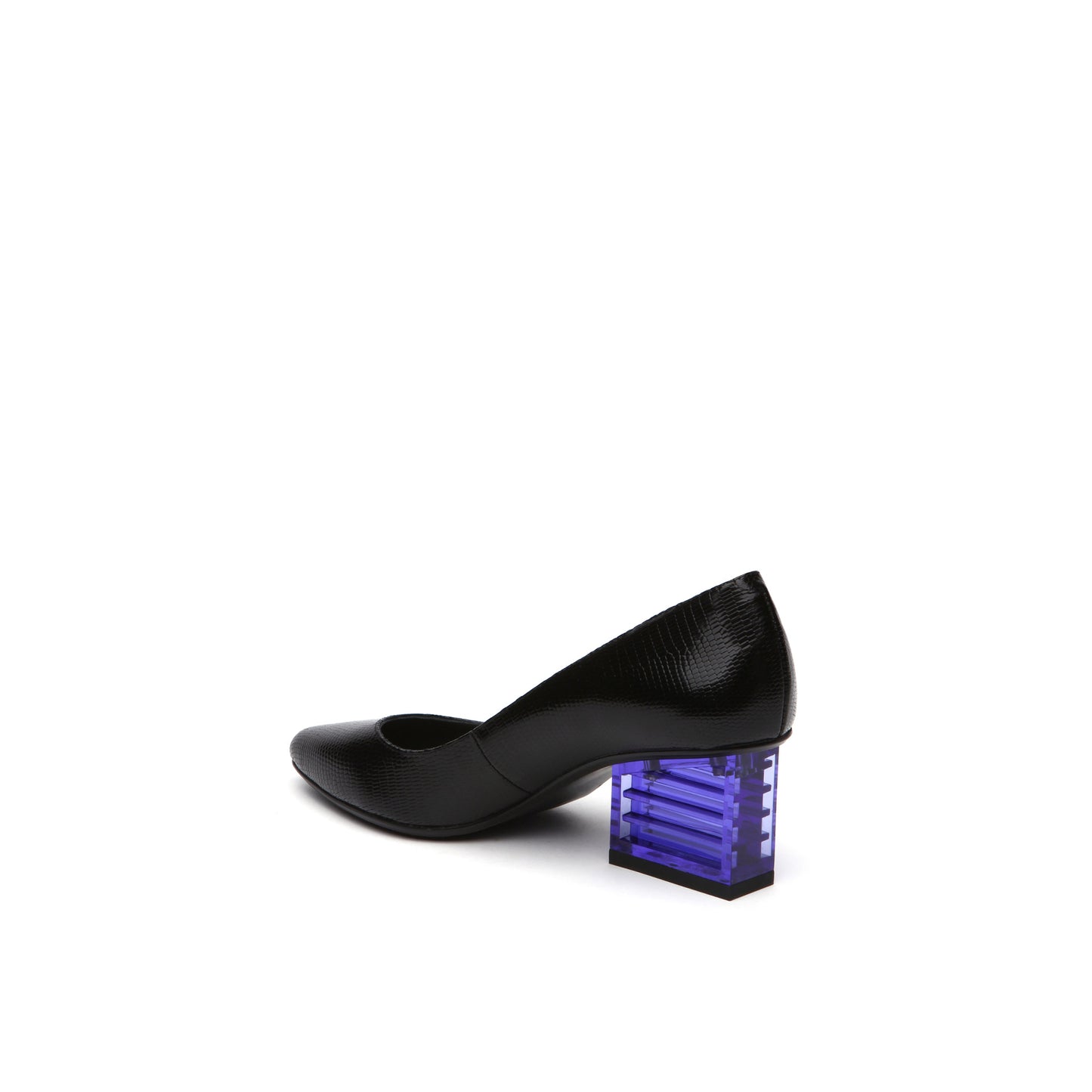 pointed toe glass block heels all black 4