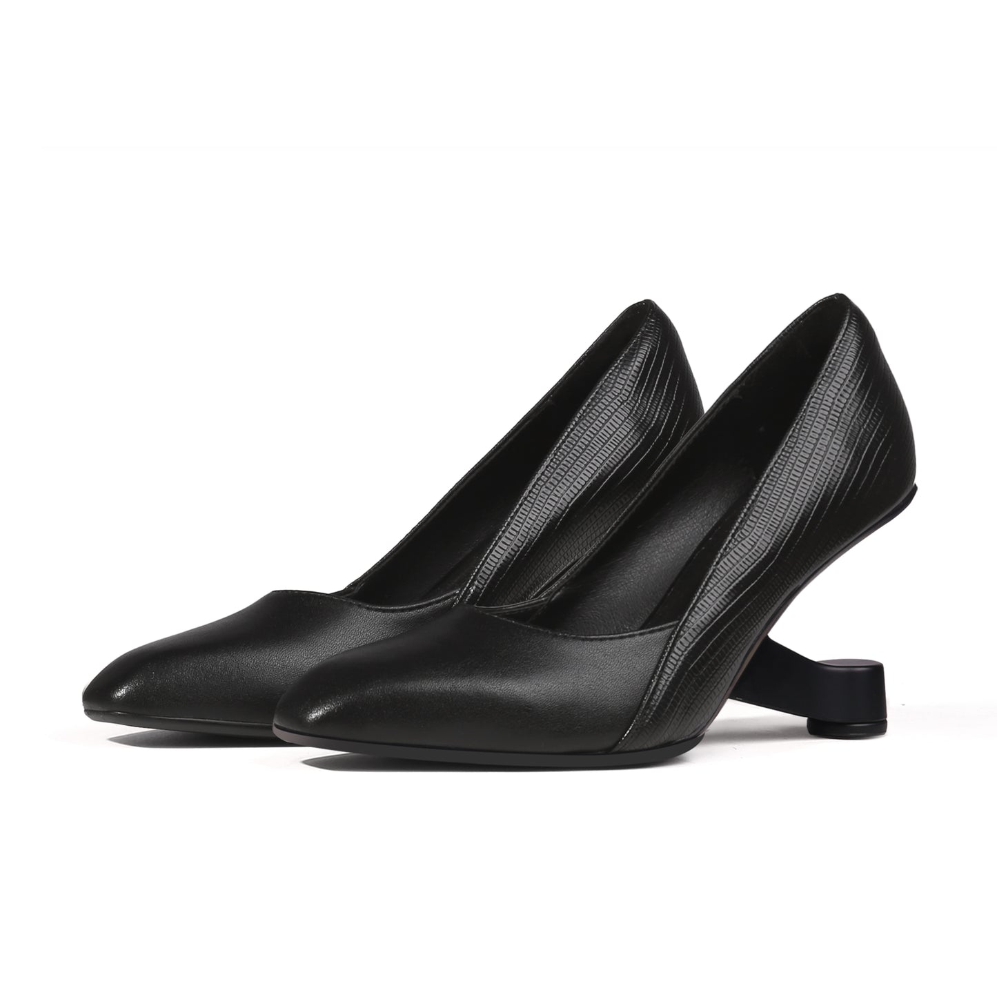 pointed toe high heels all black 3