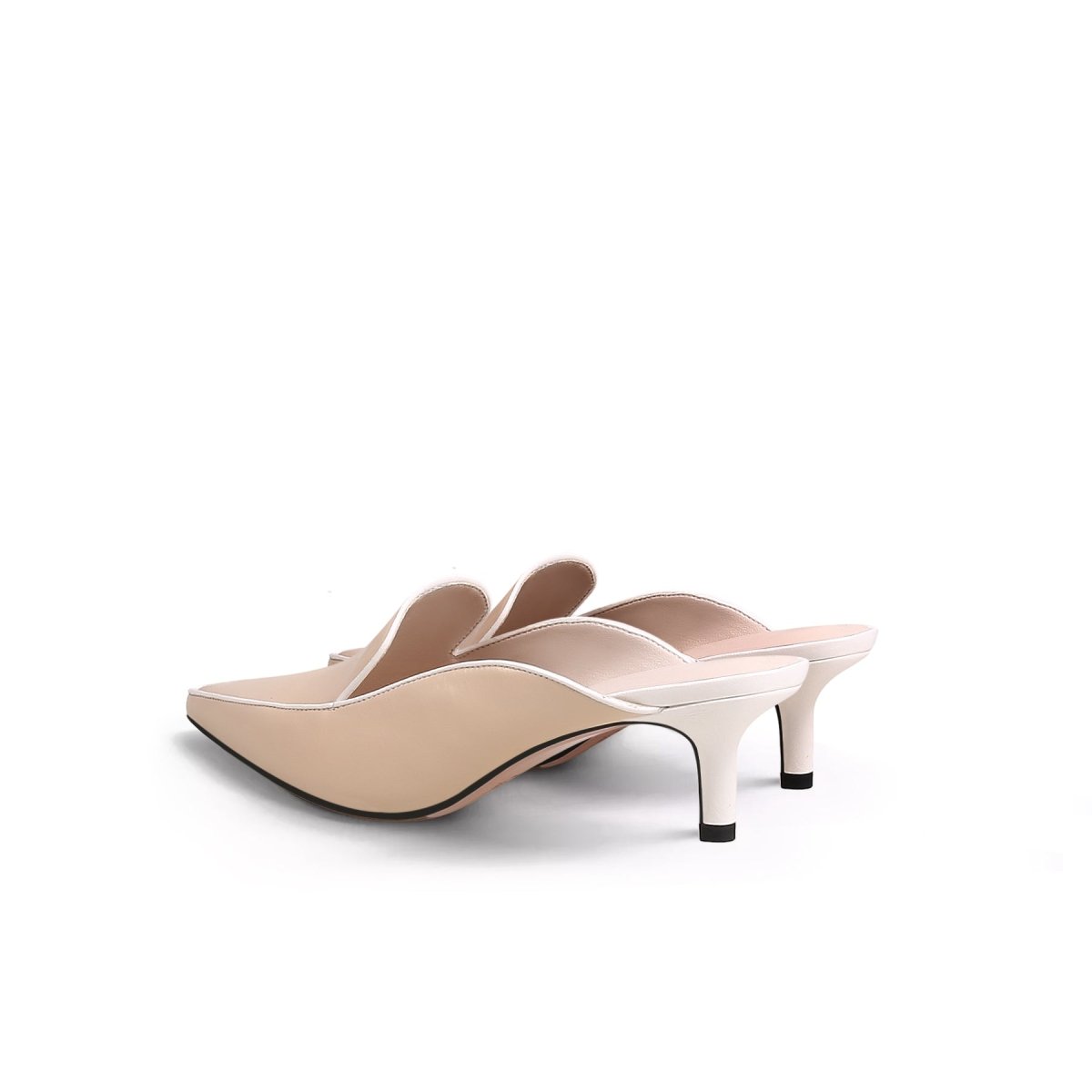 pointed toe kitten mules all apricot 6