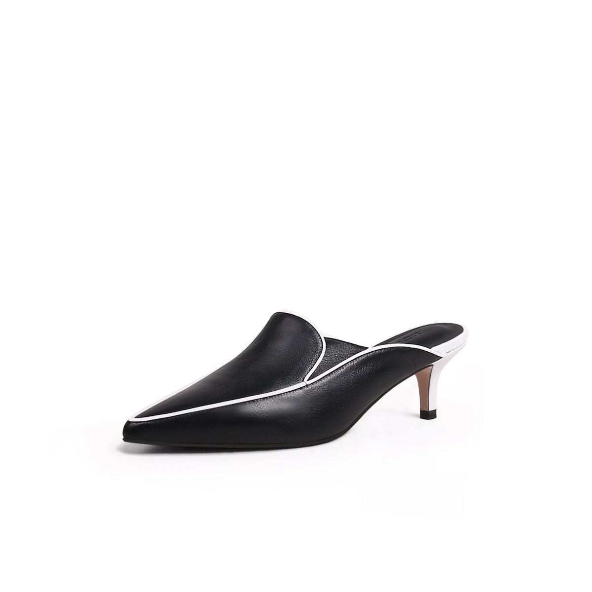 pointed toe kitten mules all black 2