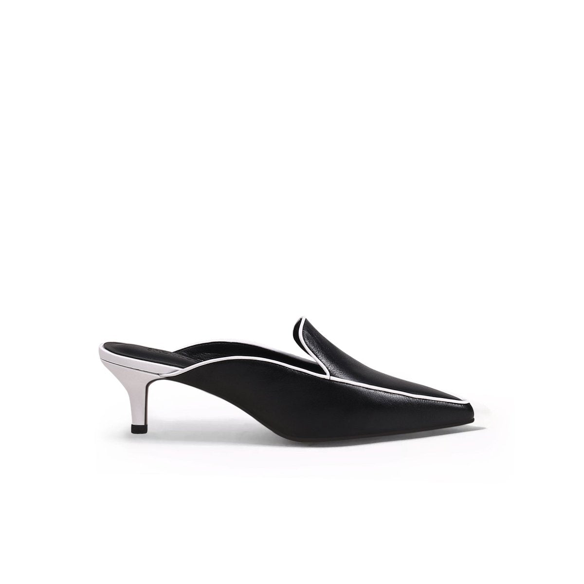 pointed toe kitten mules all black 3