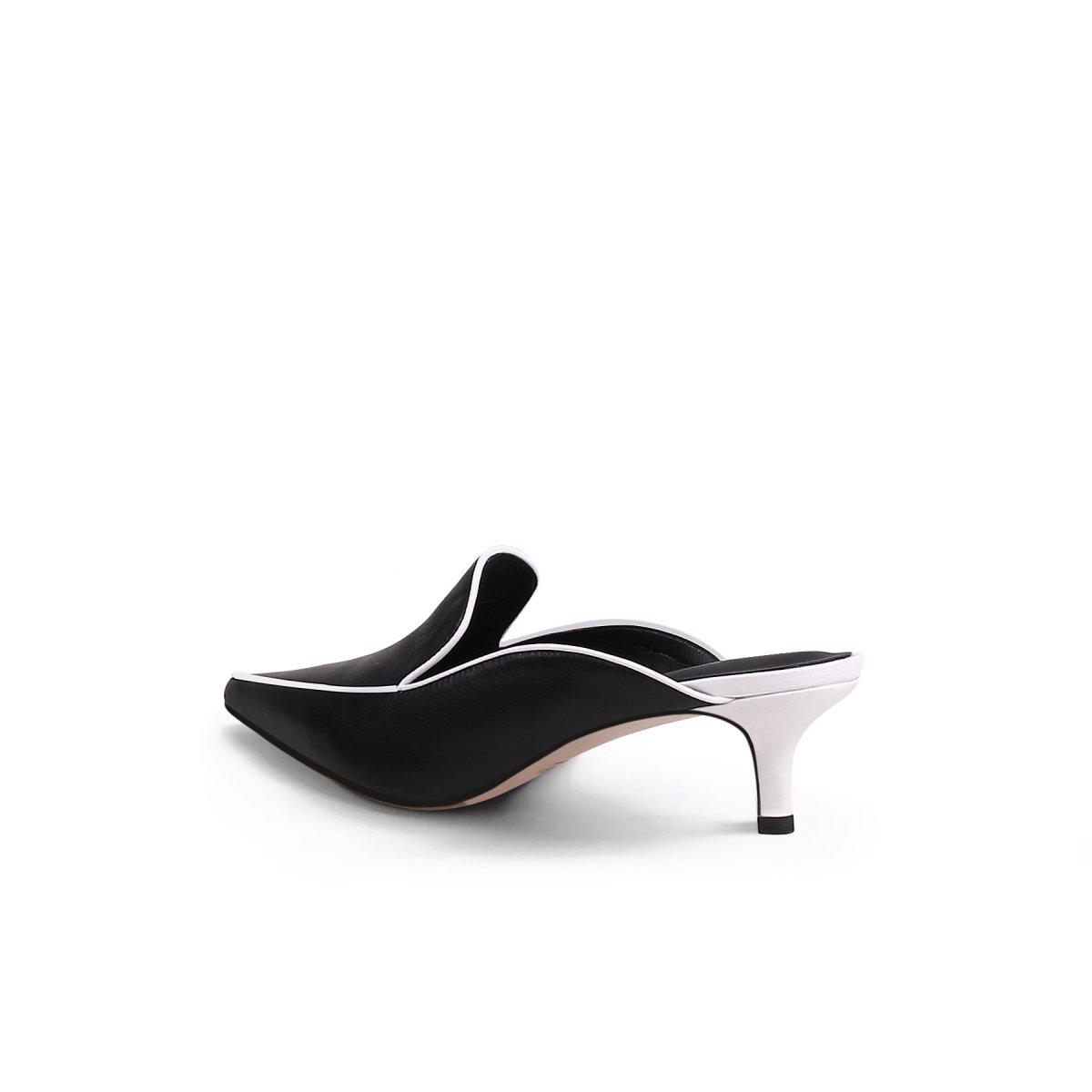 pointed toe kitten mules all black 4