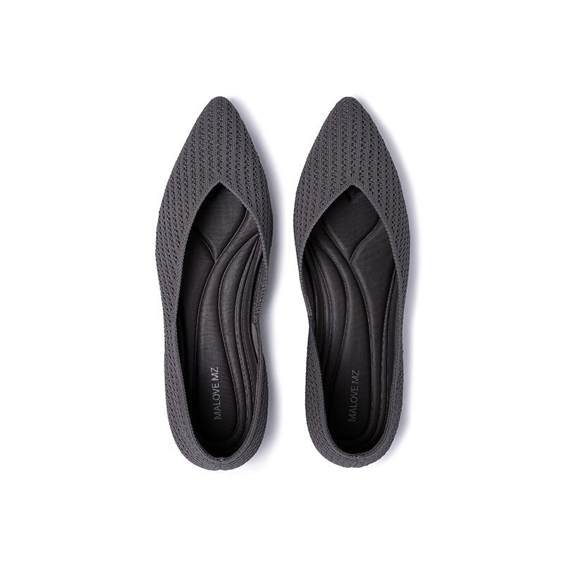 Pointed Toe Knit Ballet Flats – Low Heel Commuter Shoes