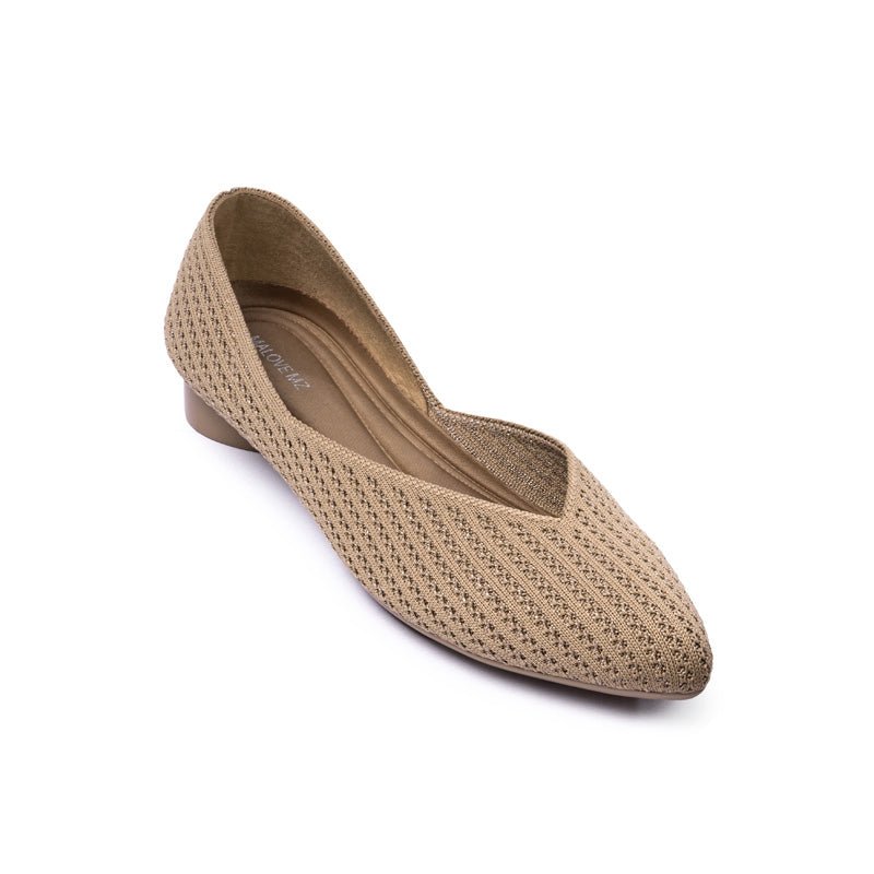 Pointed Toe Knit Ballet Flats – Low Heel Commuter Shoes