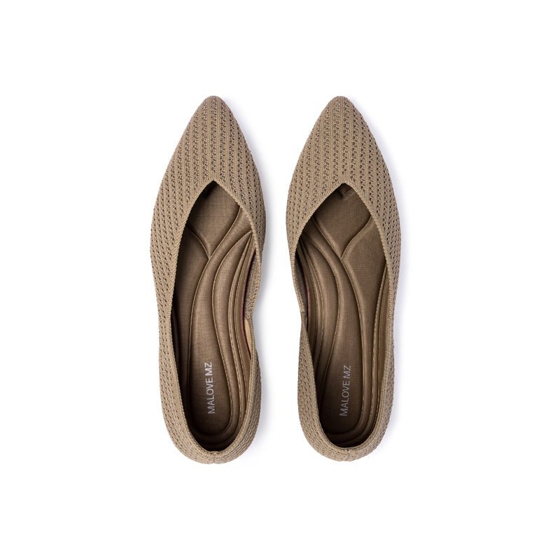 Pointed Toe Knit Ballet Flats – Low Heel Commuter Shoes