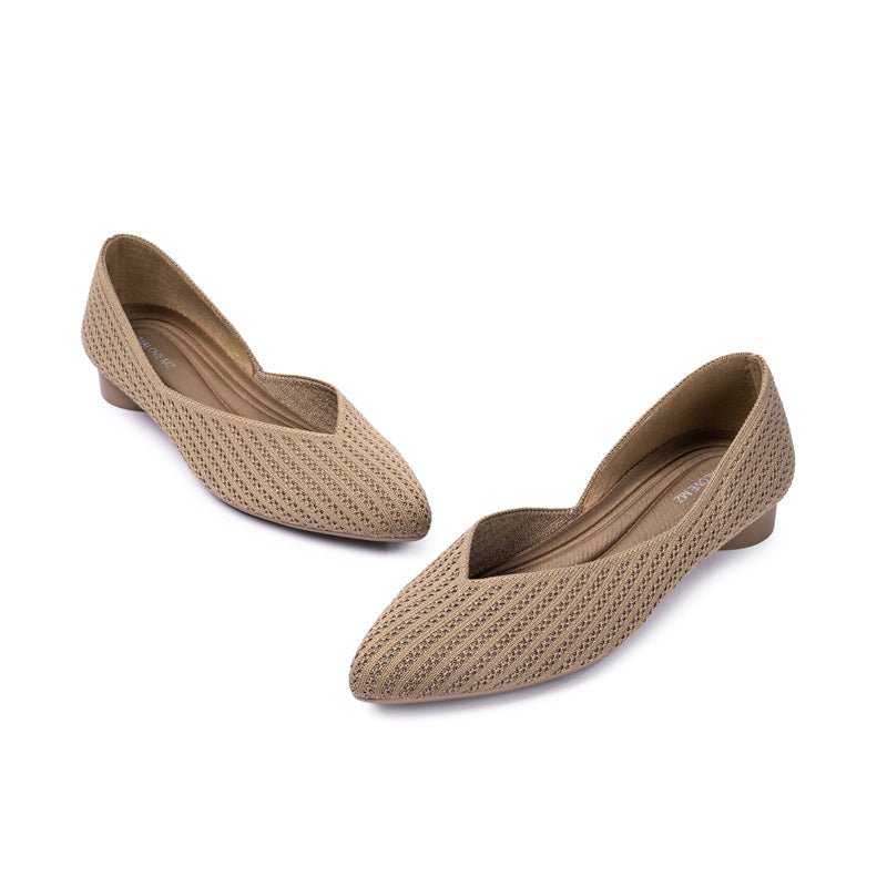 Pointed Toe Knit Ballet Flats – Low Heel Commuter Shoes