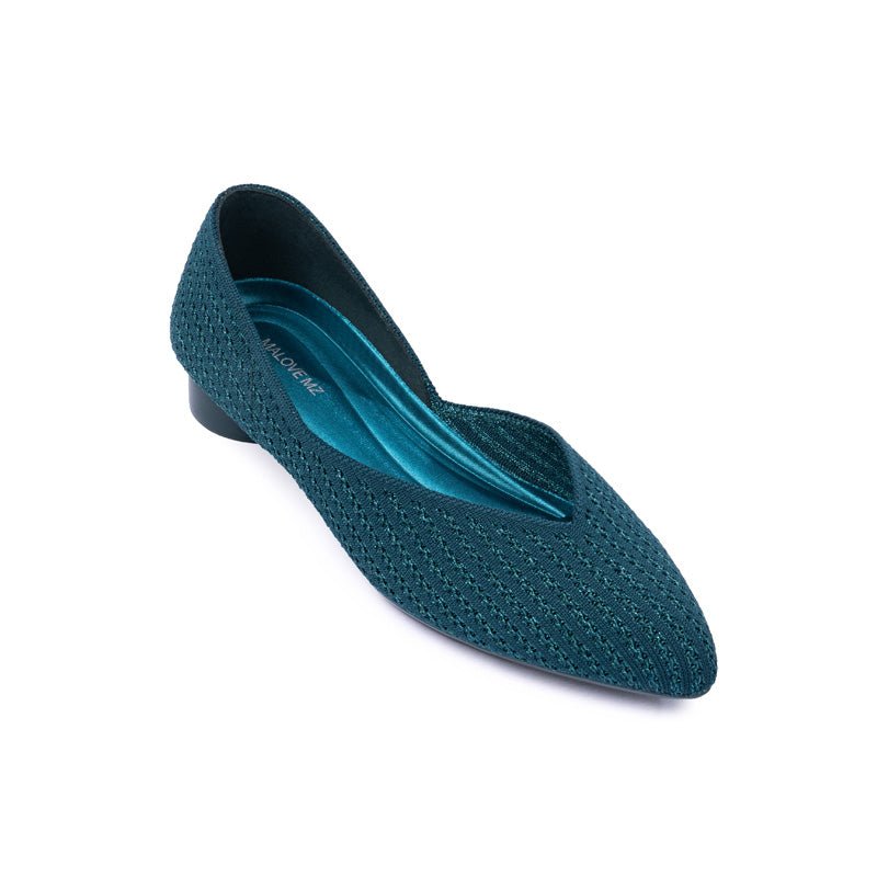 Pointed Toe Knit Ballet Flats – Low Heel Commuter Shoes