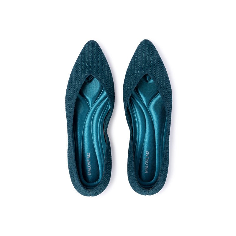 Pointed Toe Knit Ballet Flats – Low Heel Commuter Shoes