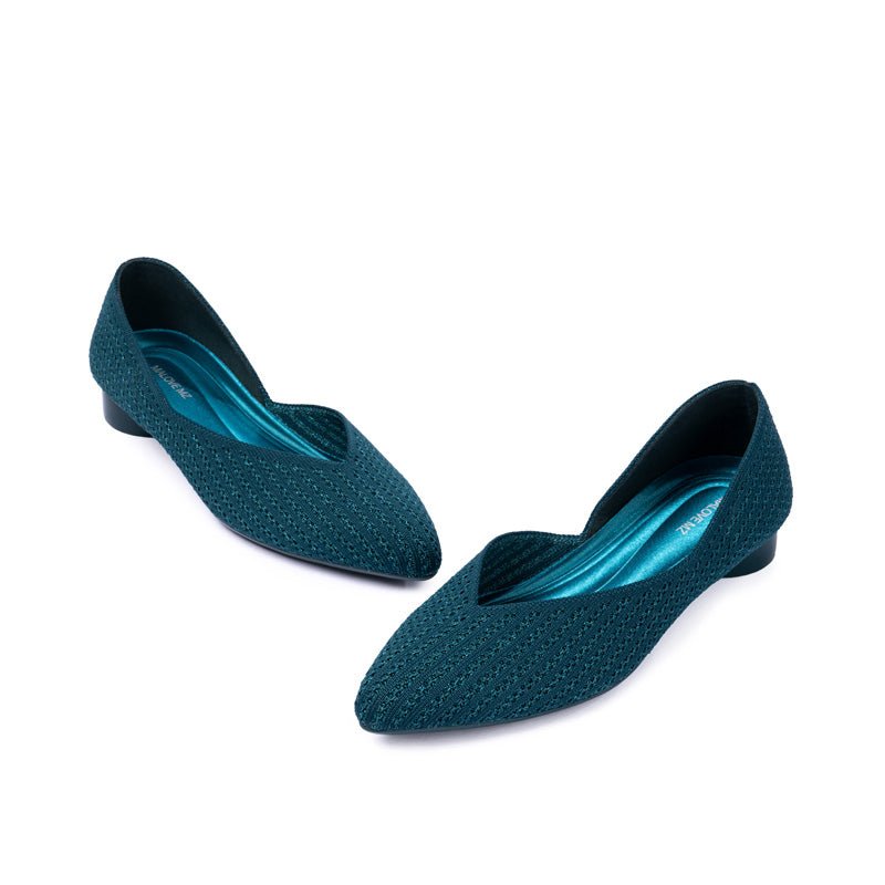 Pointed Toe Knit Ballet Flats – Low Heel Commuter Shoes