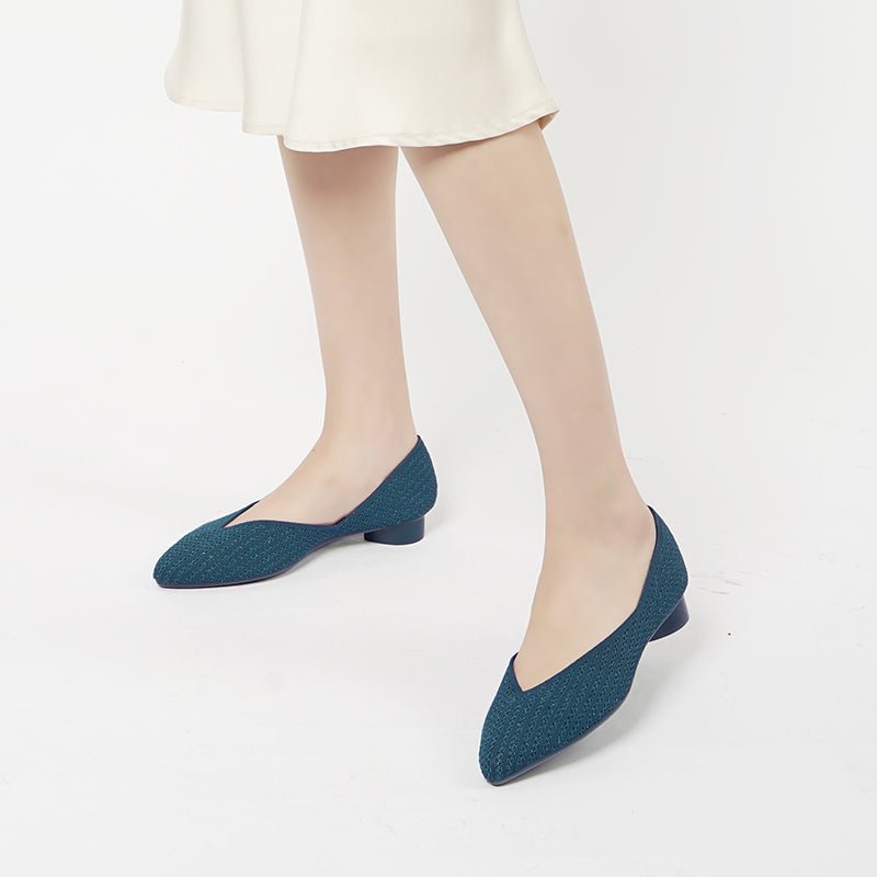 Pointed Toe Knit Ballet Flats – Low Heel Commuter Shoes