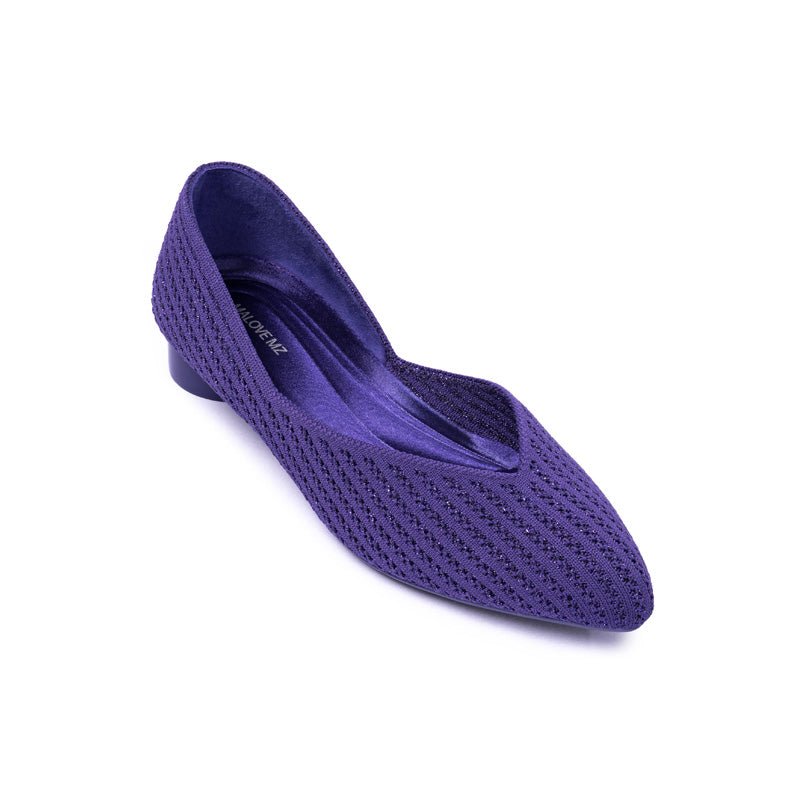Pointed Toe Knit Ballet Flats – Low Heel Commuter Shoes