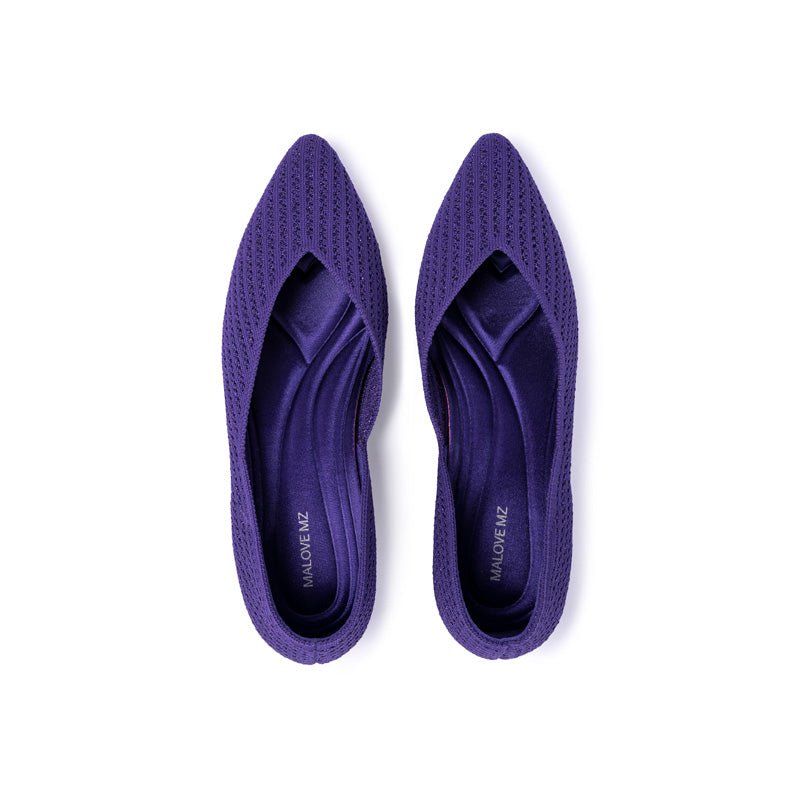 Pointed Toe Knit Ballet Flats – Low Heel Commuter Shoes
