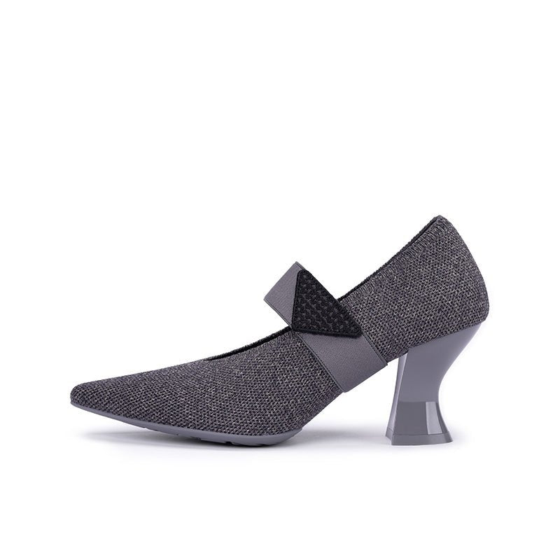 Pointed Toe Knit Pumps – French Chic Block Heel Shoes
