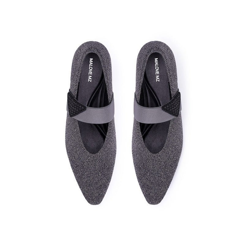 Pointed Toe Knit Pumps – French Chic Block Heel Shoes
