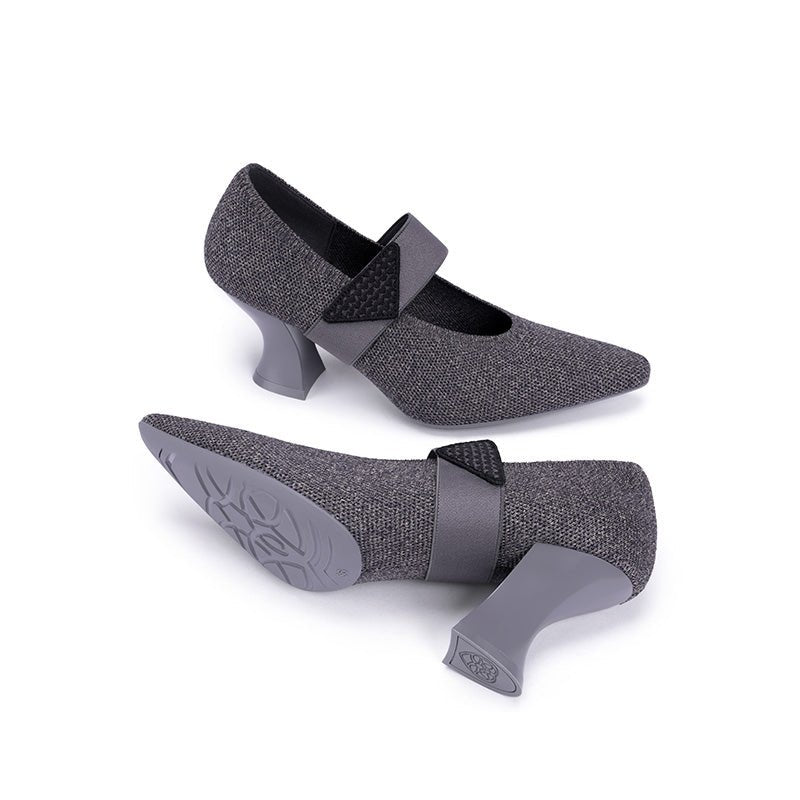 Pointed Toe Knit Pumps – French Chic Block Heel Shoes