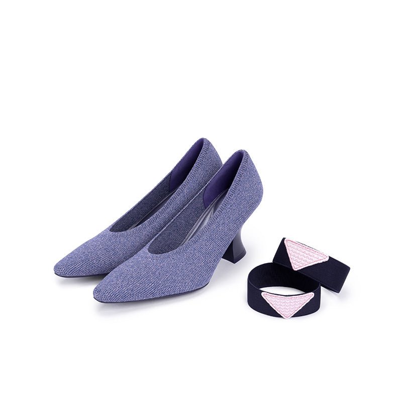 Pointed Toe Knit Pumps – French Chic Block Heel Shoes