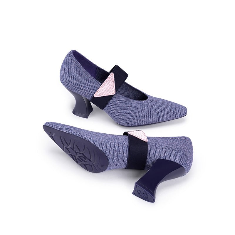 Pointed Toe Knit Pumps – French Chic Block Heel Shoes