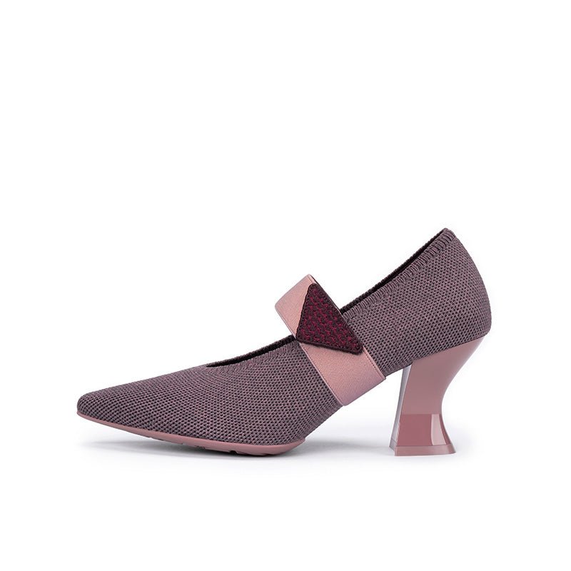 Pointed Toe Knit Pumps – French Chic Block Heel Shoes