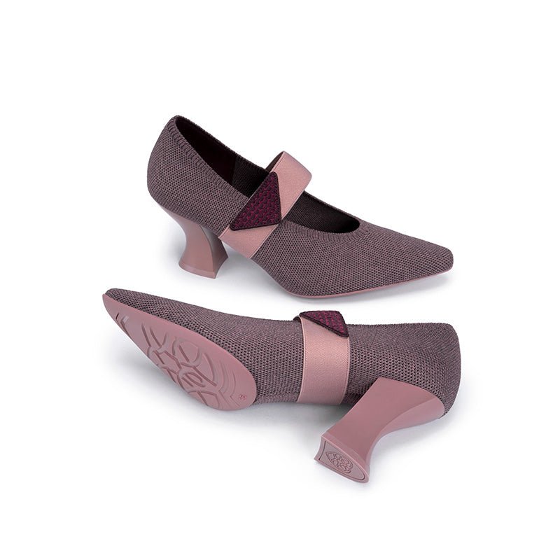 Pointed Toe Knit Pumps – French Chic Block Heel Shoes