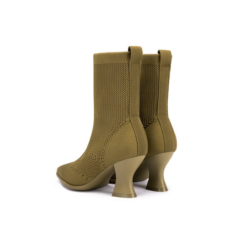 Pointed Toe Knit Sock Boots – Sculpted Heel Ankle Boots