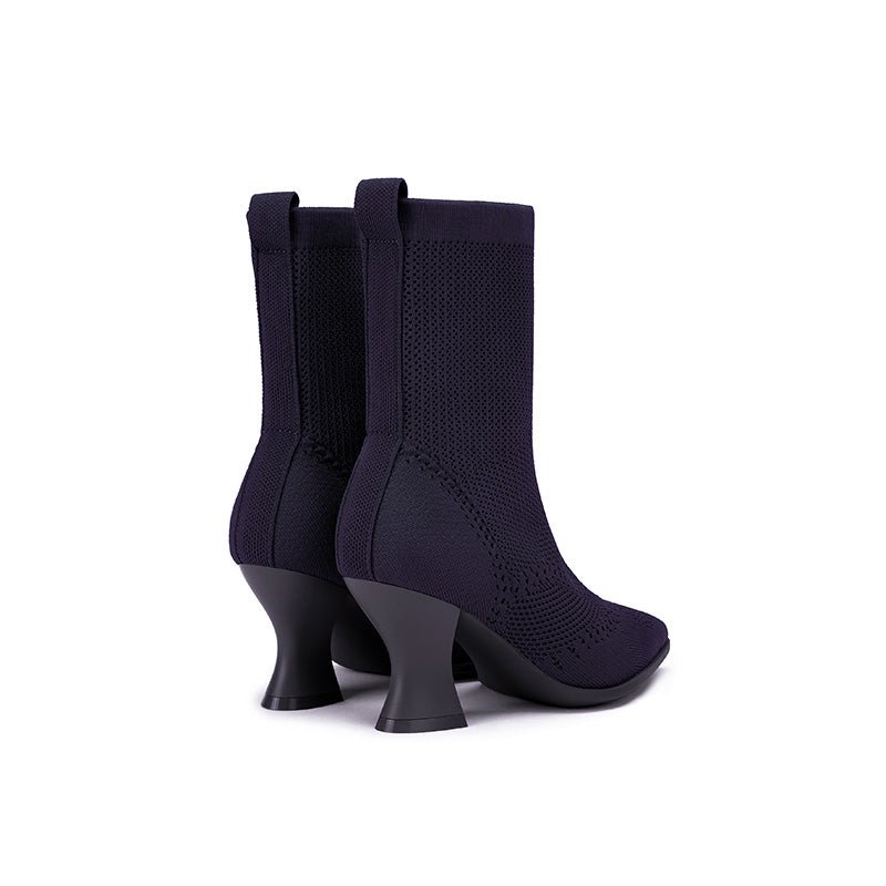 Pointed Toe Knit Sock Boots – Sculpted Heel Ankle Boots