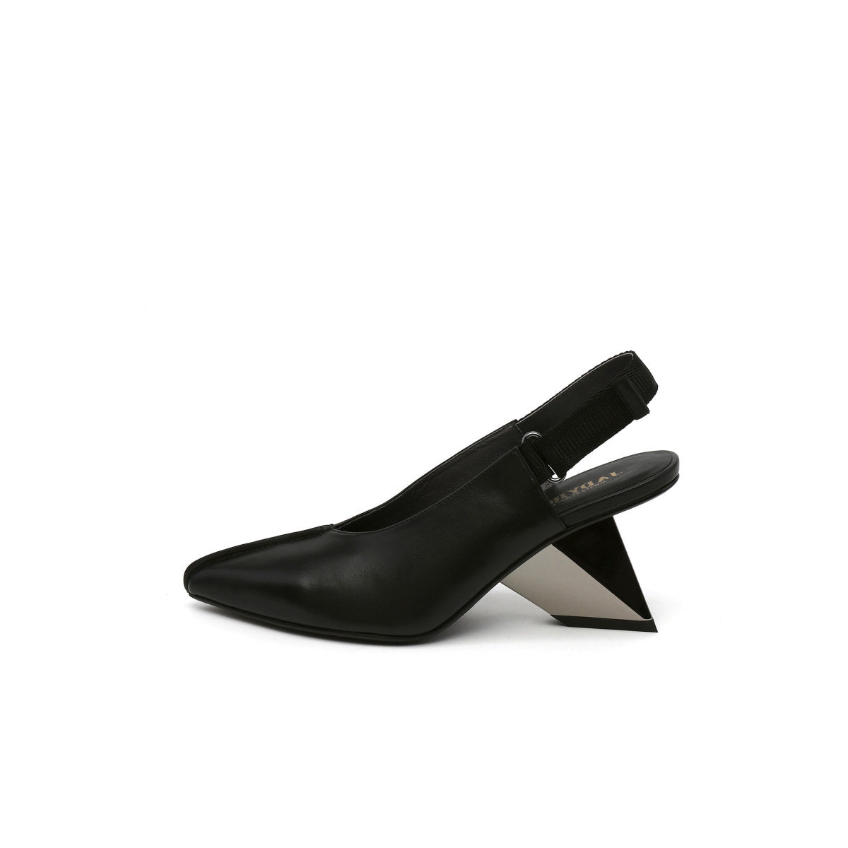 pointed toe leather slingback sandals all black 1