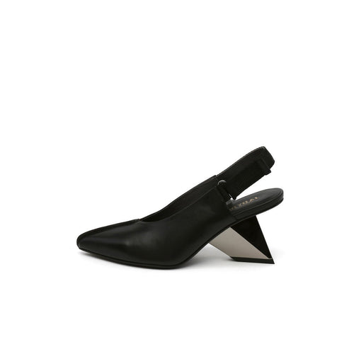 pointed toe leather slingback sandals all black 1