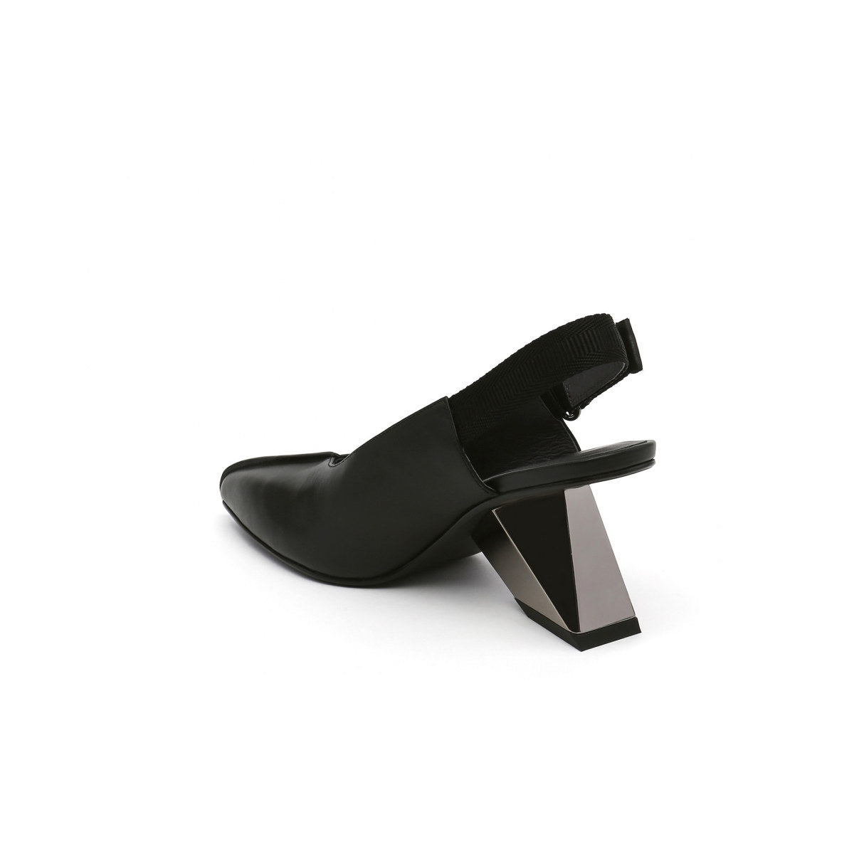 pointed toe leather slingback sandals all black 4