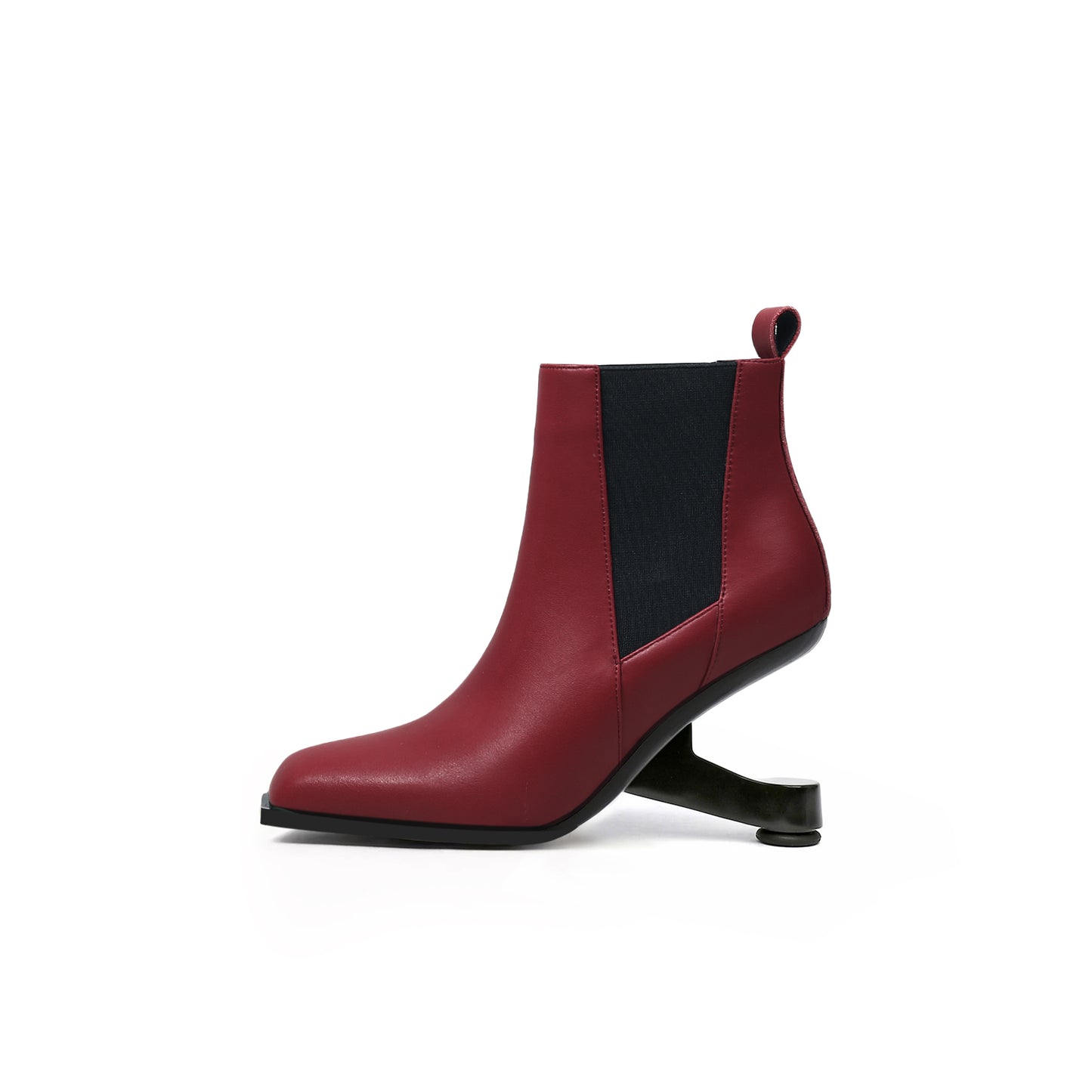 pointed toe panel leather boots all wine 1