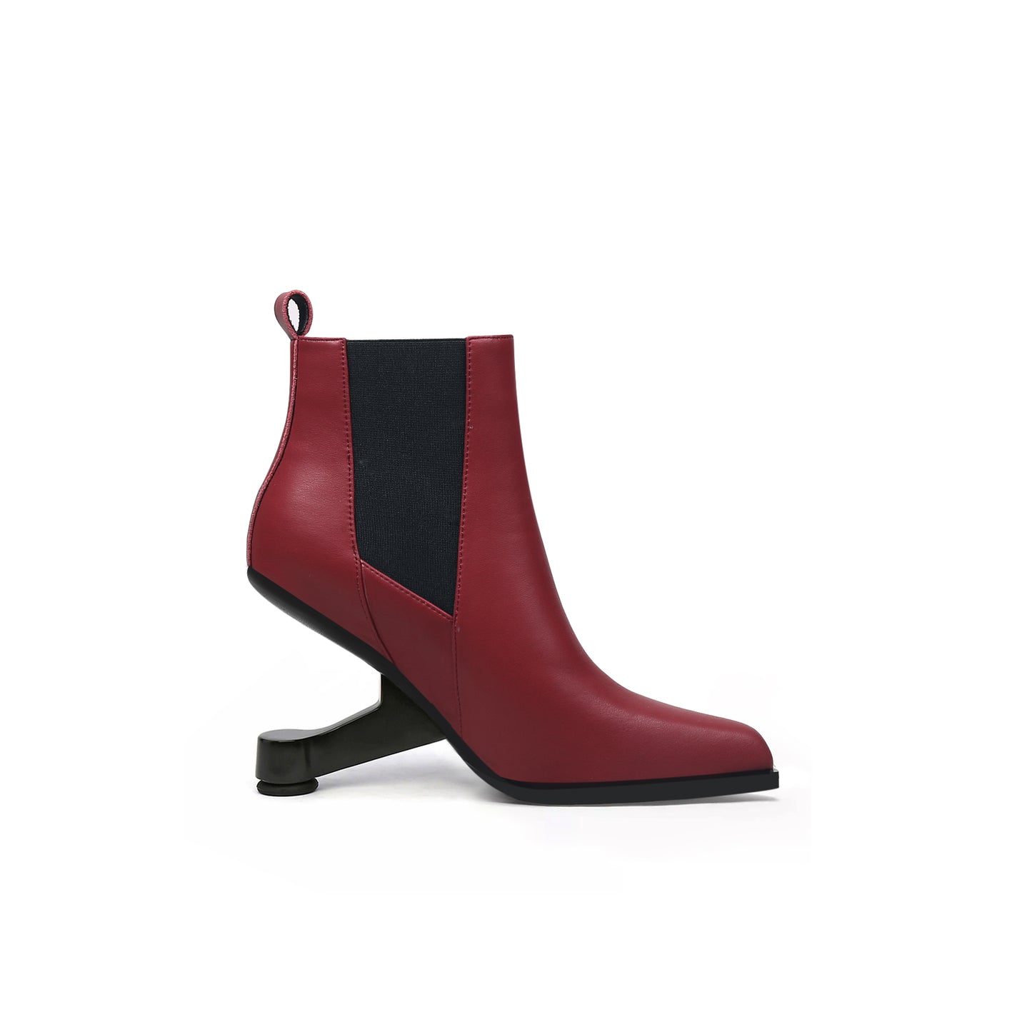 pointed toe panel leather boots all wine 3