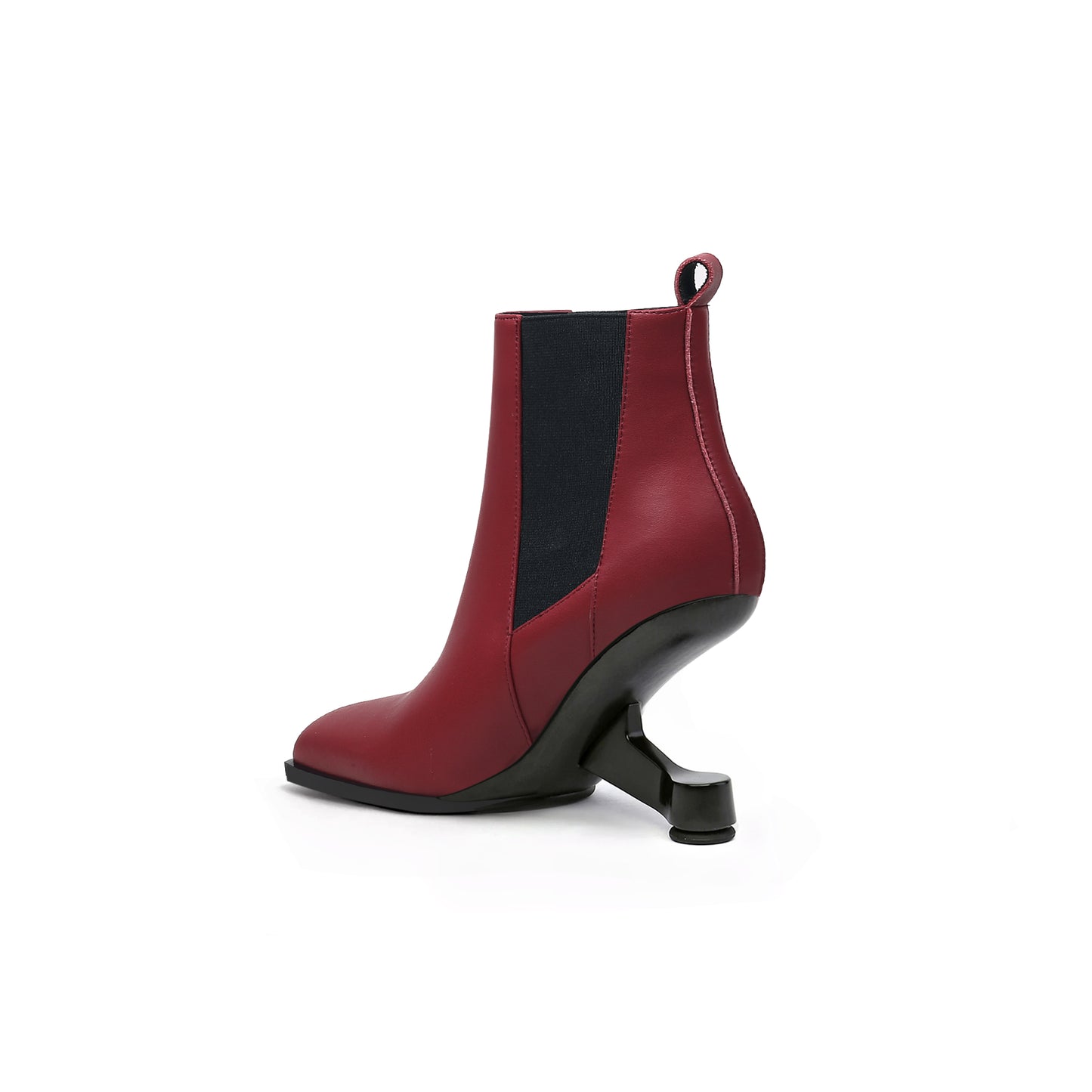 pointed toe panel leather boots all wine 4
