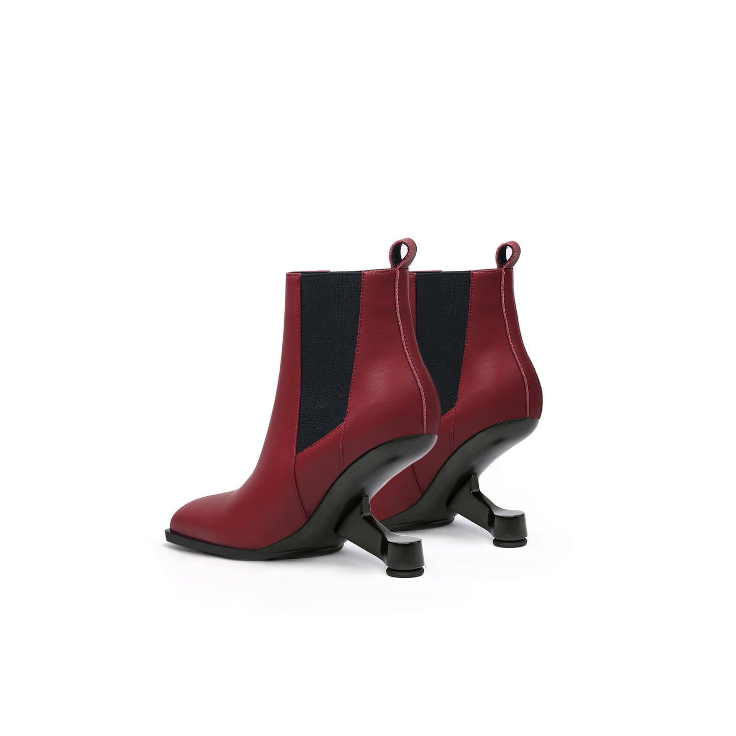 pointed toe panel leather boots all wine 5