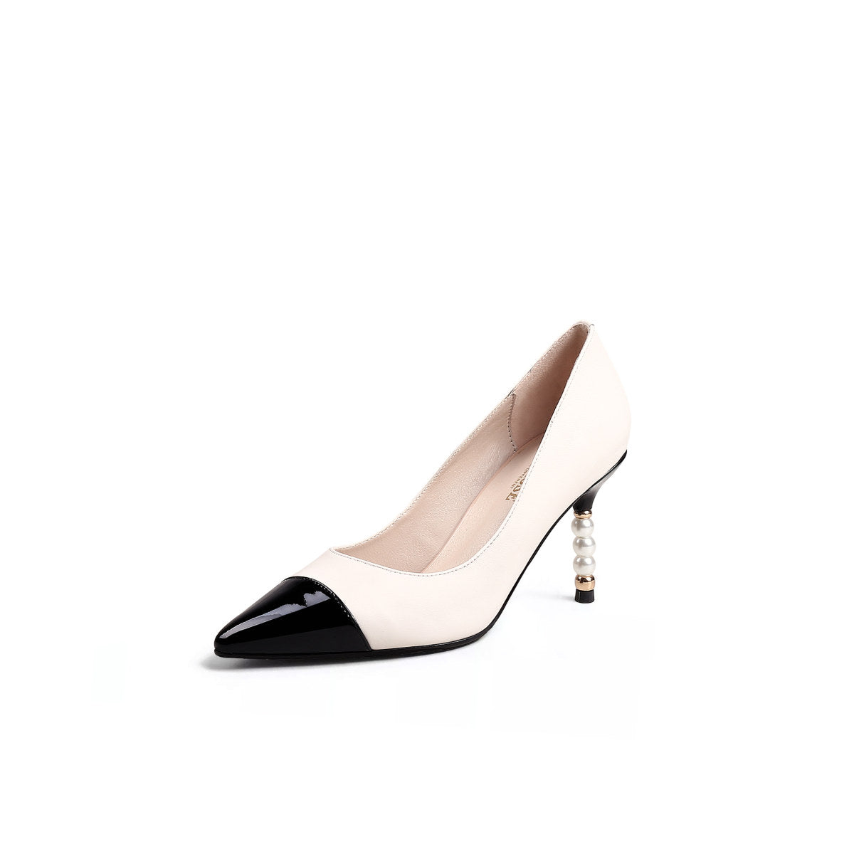 pointed toe pearl heel stilettos all white 2