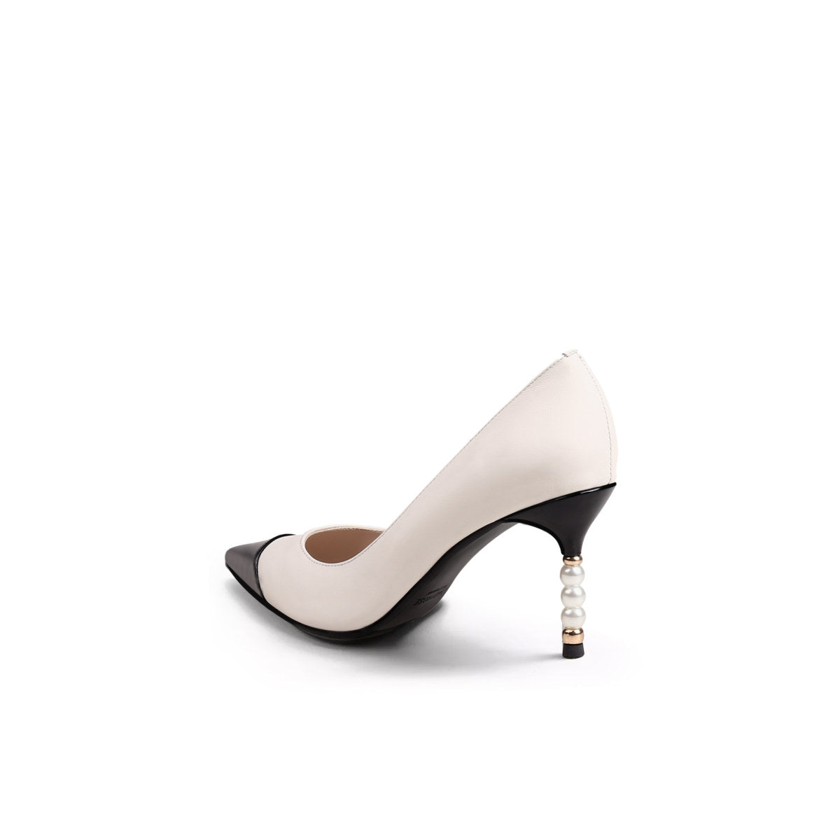 pointed toe pearl heel stilettos all white 4