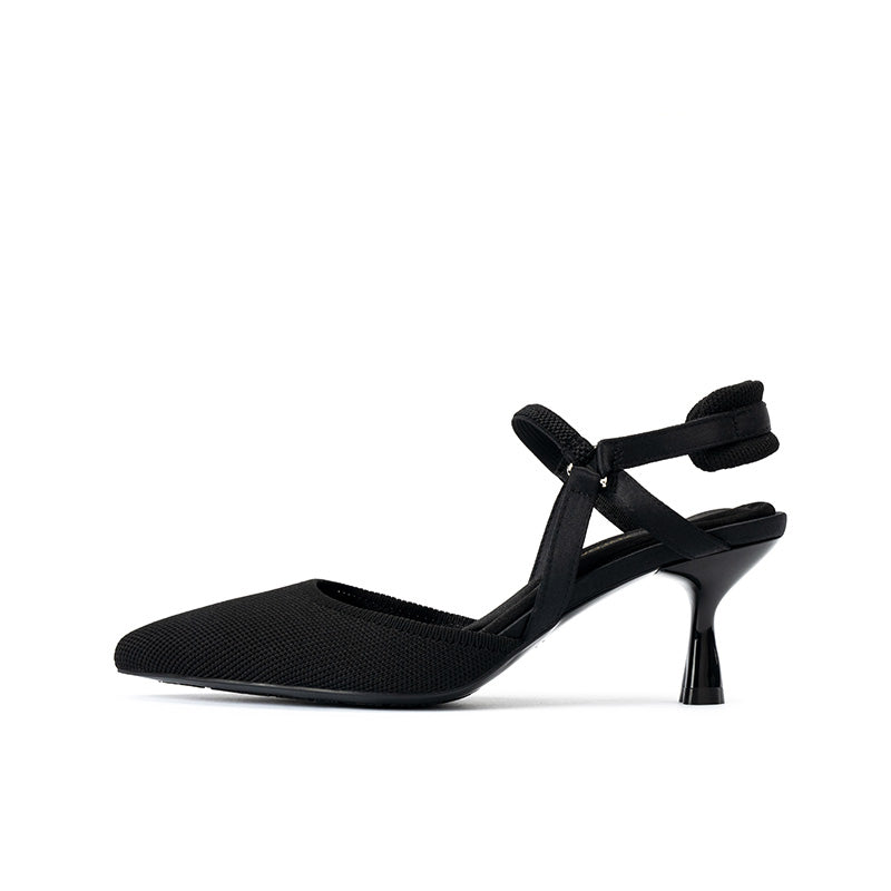 pointed toe slingback strap kitten heels all black 1