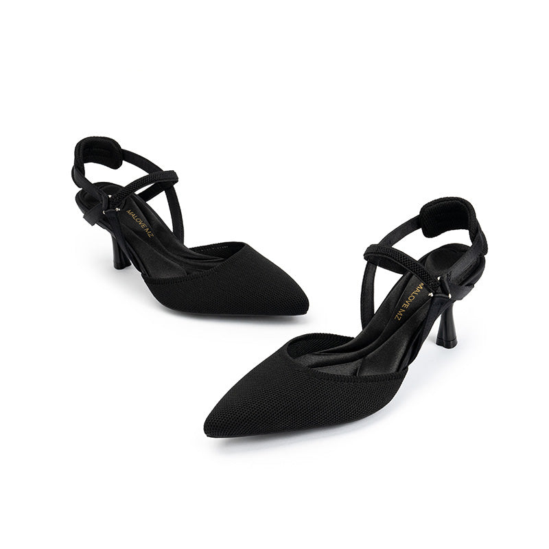 pointed toe slingback strap kitten heels all black 2