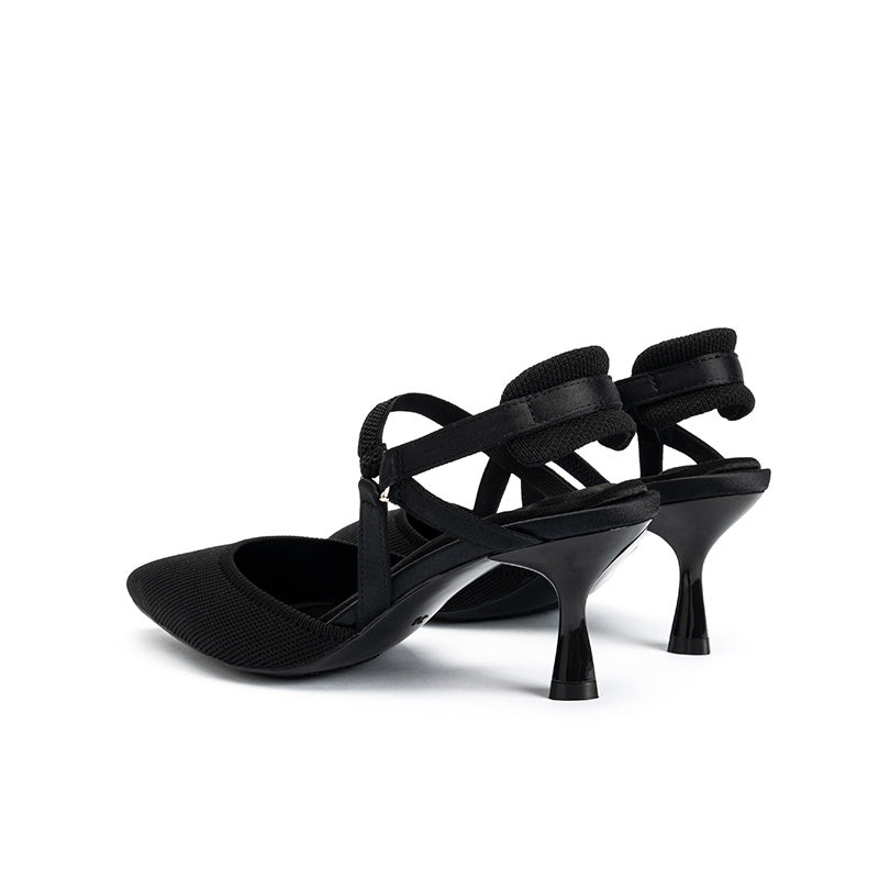 pointed toe slingback strap kitten heels all black 3