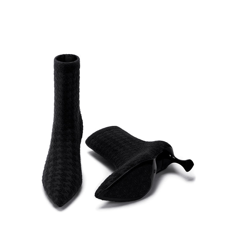 pointed toe stiletto heel stretch ankle boots all black 3