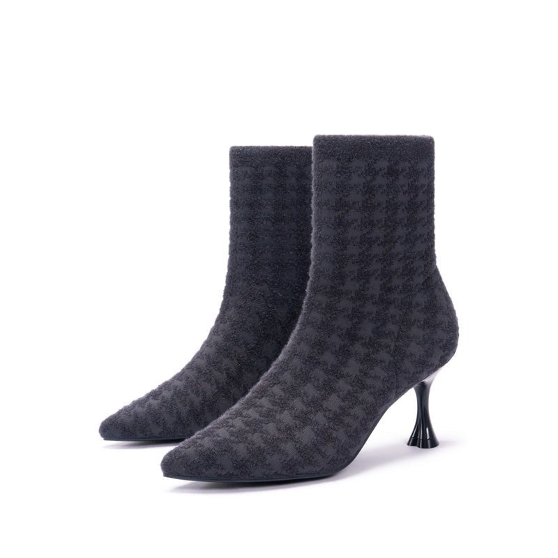 pointed toe stiletto heel stretch ankle boots all charcoal 2