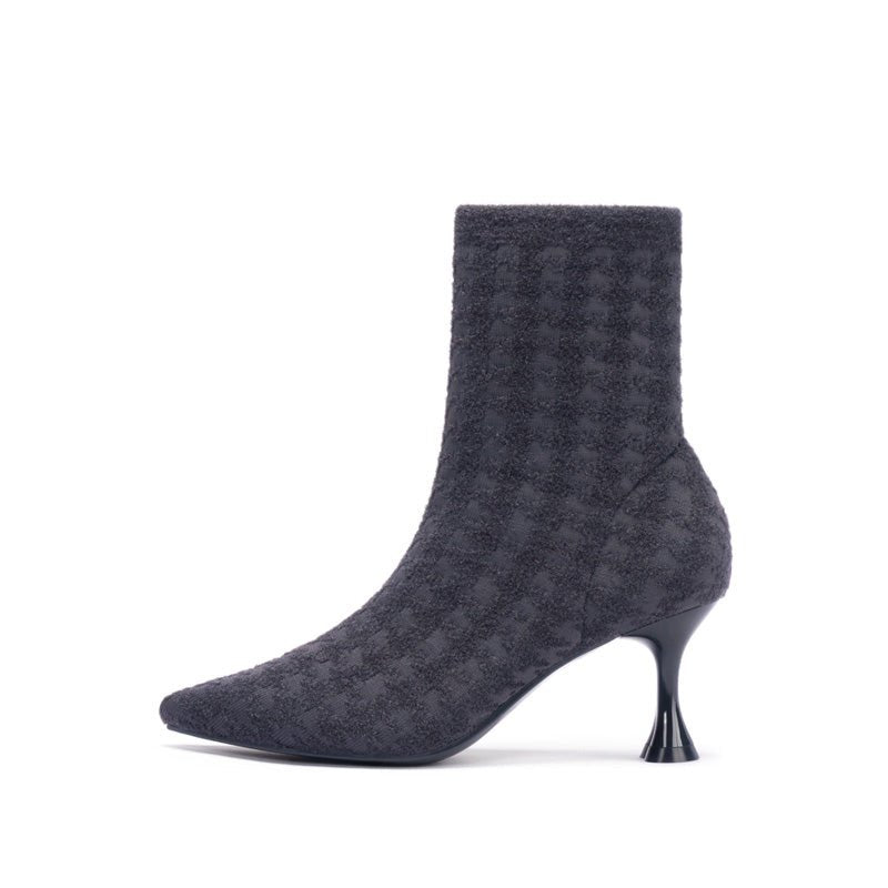 pointed toe stiletto heel stretch ankle boots all charcoal 1